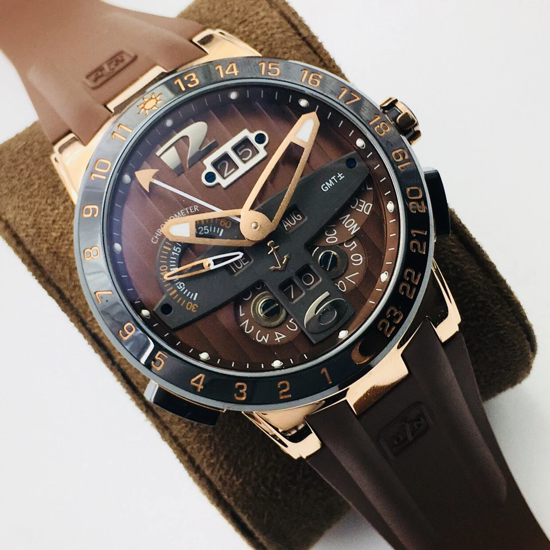 Luxury XHJ Ulysse Executive El Toro Perpetual GMT Men's Watch The Best Manual Mechanical UN-32 Movement 36 Months Warranty