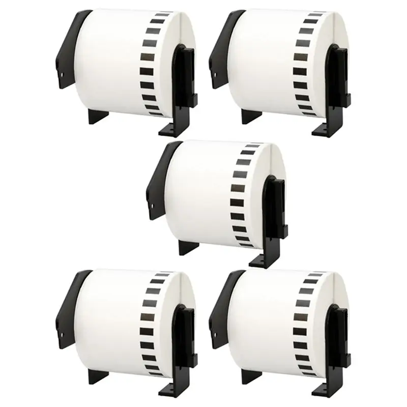 

Эффективный 5 рулонов, совместимый с Brother DK22205, 62 мм х 30,48 м, бумажные ленты непрерывной белой длины, этикетки с многоразовым картриджем