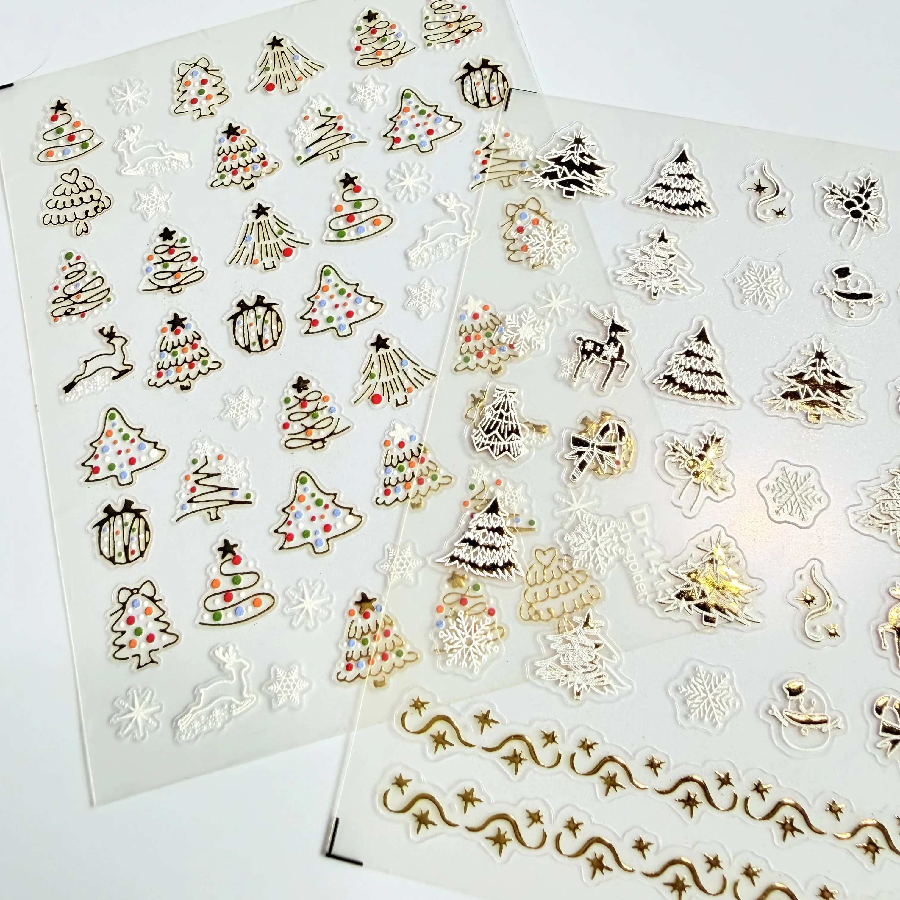 Christmas 5D Nail Art Stickers Santa Snowman Reindeer Gingerbread Xmas Tree Snowflake Self Adhesive Nail Decals Winter Manicure