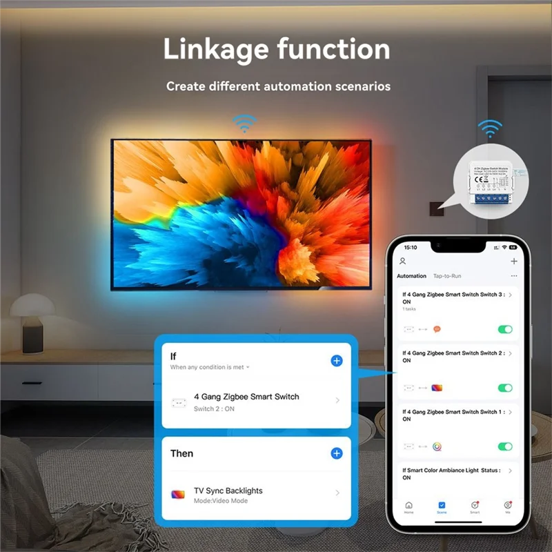 ABBK-Tuya Zigbee Zero Fire Модуль умного переключателя Двустороннее управление Поддержка голосового управления DIY Домашняя автоматизация