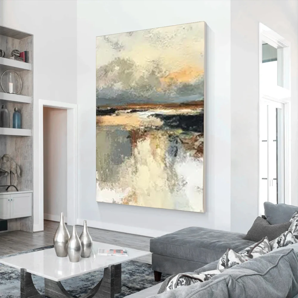 

Latest Knife Poster Landscape Oil Paintings On Wall Birch Tree Art Picture Modern Canvas Artwork For Living Room Decor Gift