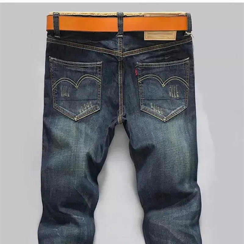 Denim Jeans für Männer Dünne Gerade Hosen Micro Stretch Designer Jeans für Männlichen Lose Jeans mit Tasche Streetwear Männer