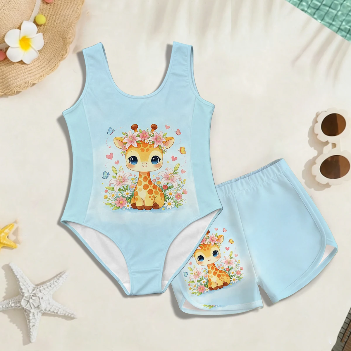 Girls' Summer Style Atmospheric Giraffe Fashion Two-piece Swimsuit