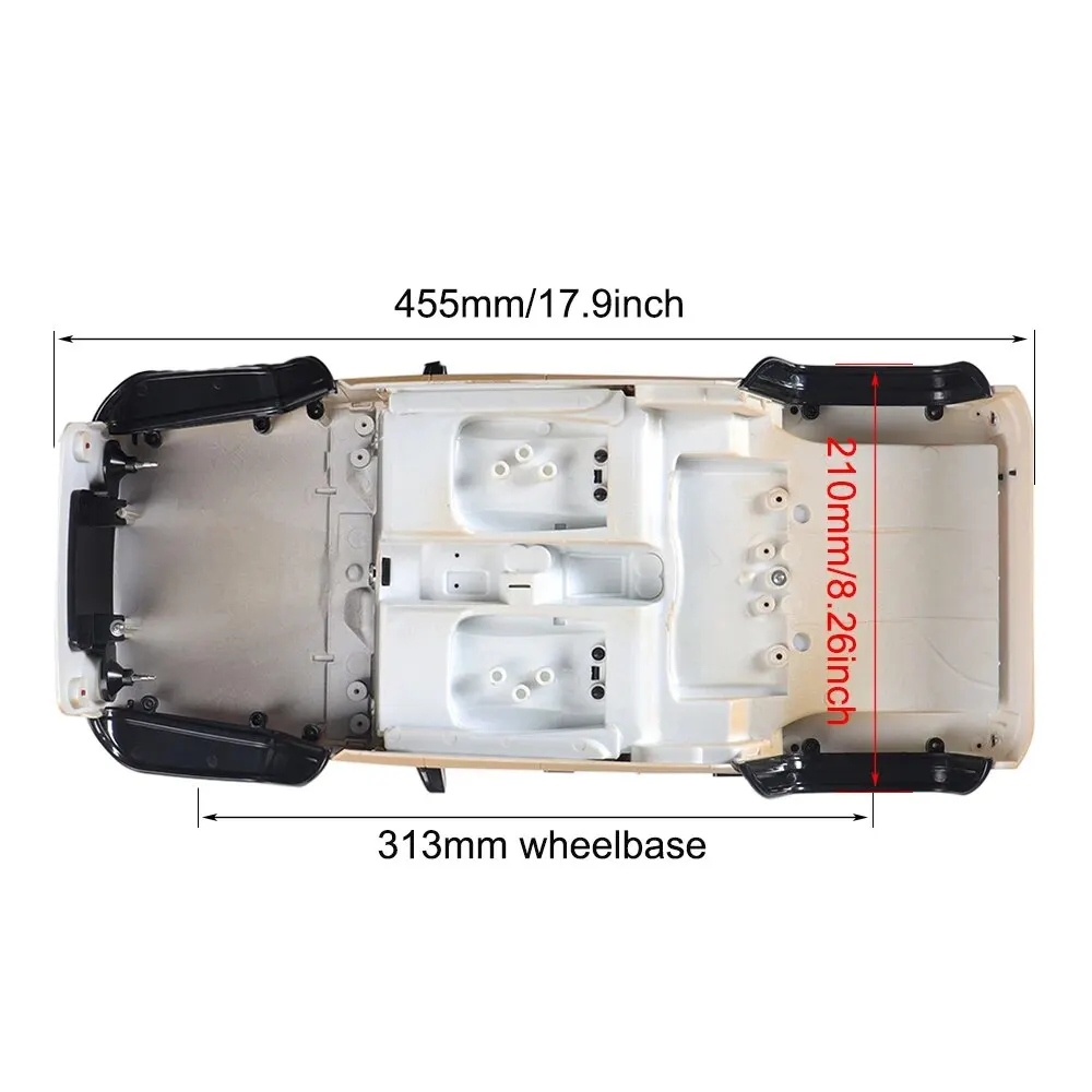 Carrozzeria non assemblata da 313mm con interasse per 1/10 RC Crawler Axial SCX10 90046 90047 Jeep Wrangler Parts