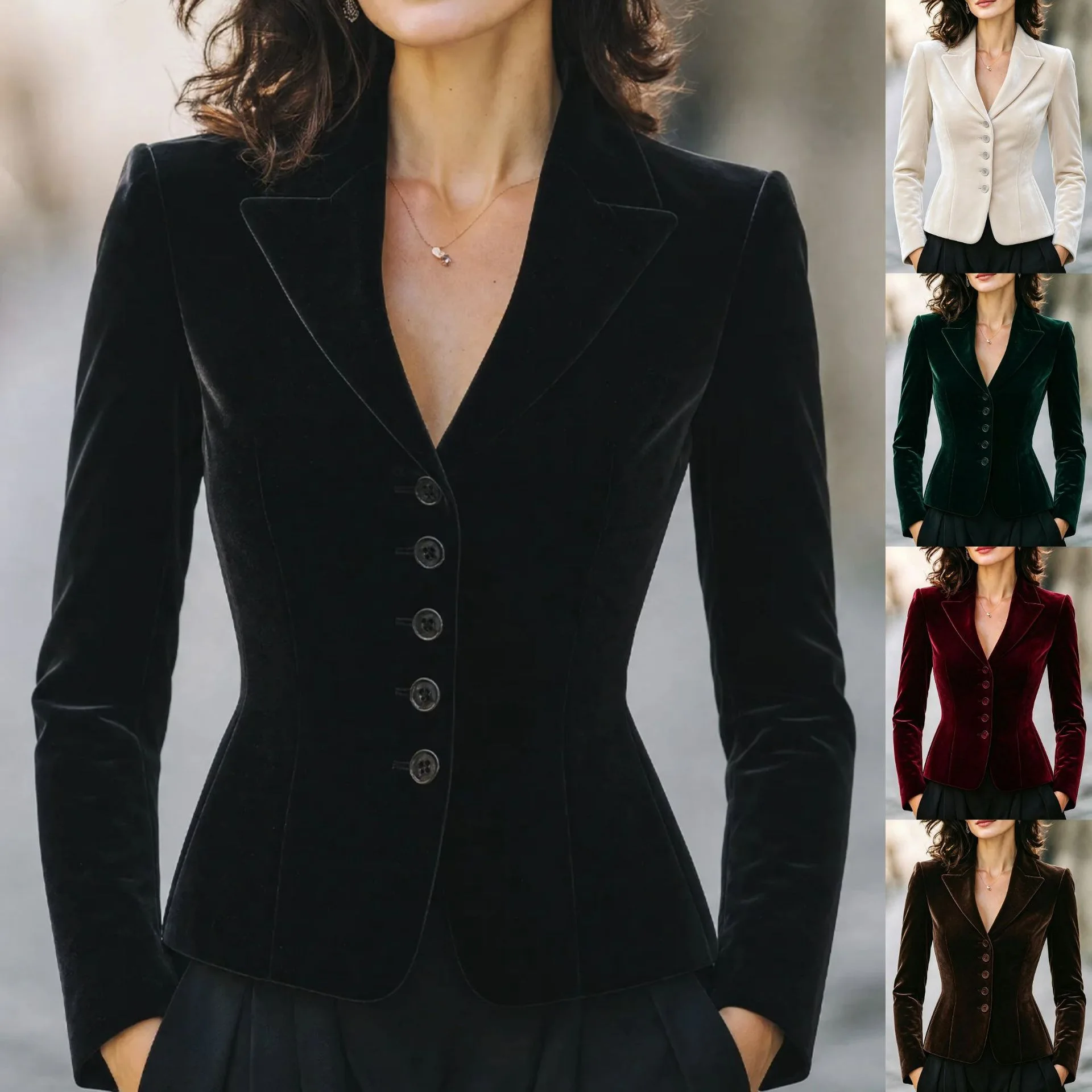 2026 New Autumn/winter Collection: A Stiglich And Multifunctional Slim-fit Single-breasted Velvet Blazer Summer Maxi Dress Lace