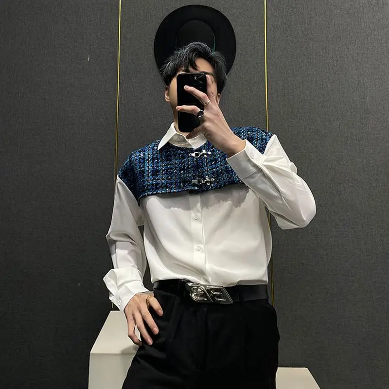 

Весенняя новая универсальная мужская корейская гавайская рубашка, модная высококачественная лоскутная крутая стильная блузка с цветочным принтом, винтажная блузка в стиле рок-н-ролл