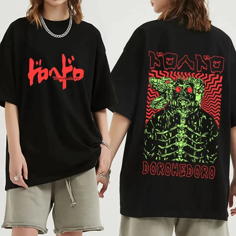 Anime Dorohedoro Kaiman T-shirt Gotycki Komiksowy Wzór Nadrukowany T-shirt Damski Modny Casualowy Bawełniany Oversize T-shirt Streetwear