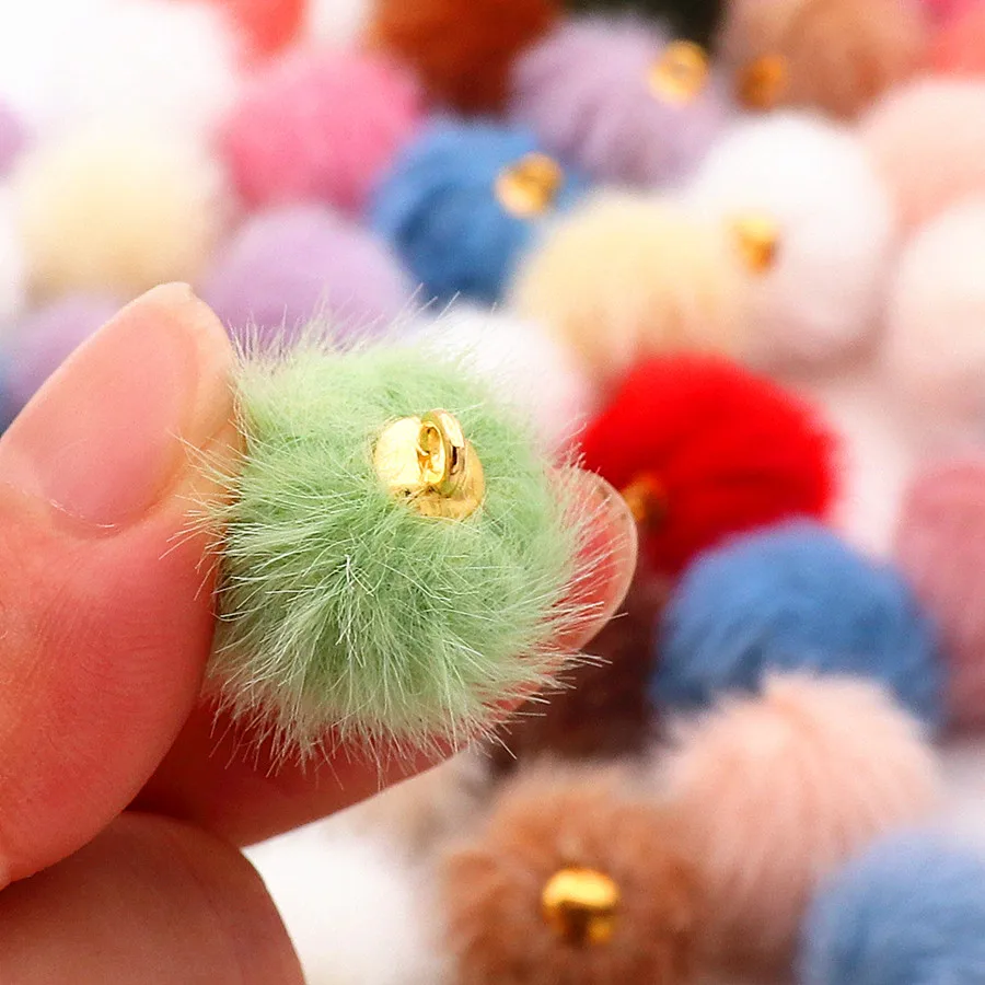 خرزات كرات فراء مقلدة من القطيفة ، خرزات كرات بوم يدوية الصنع ، دلاية للقلادة ، الأساور ، القرط ، صناعة الحلي ، 10: 15: 50