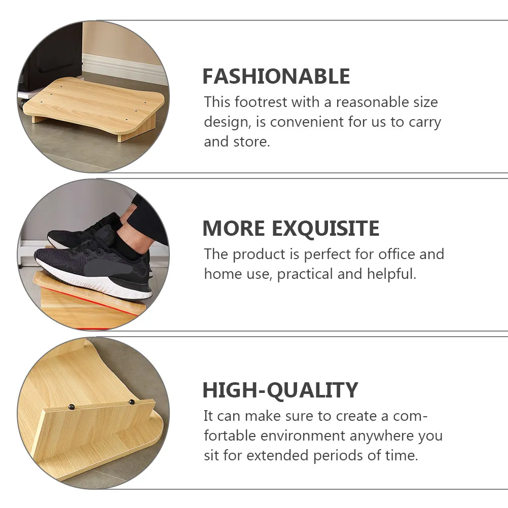 1Pcs Footstool Wood Office Desk Footrest Ergonomic Stepping Stool for Home Study and Work Improve Posture Comfort Feet Support