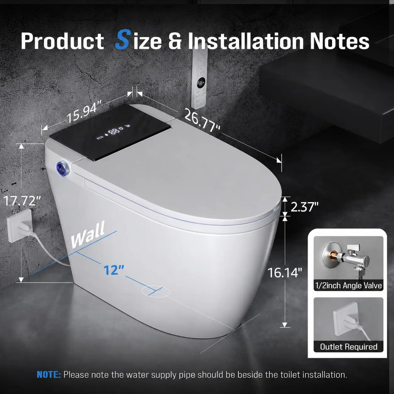 Smart Toilet with Bidet Built in, One-Piece Elongated Toilet, Auto Open/Close Lid, Heated Seat, Dual Flush & Foot, Customized