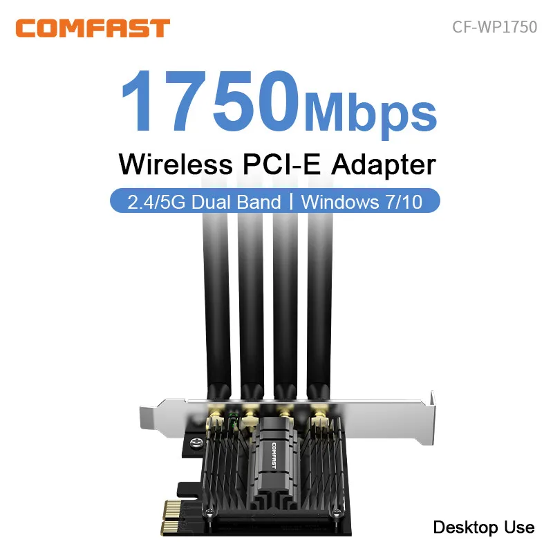 WiFi 5 PCI-E Wireless Adapter 1750Mbps MU-MIMO 2.4G/5GHz Wi-Fi Card 11AC 4 Antenna Wi Fi PCIe Adaptador For Desktop Win7/10/11