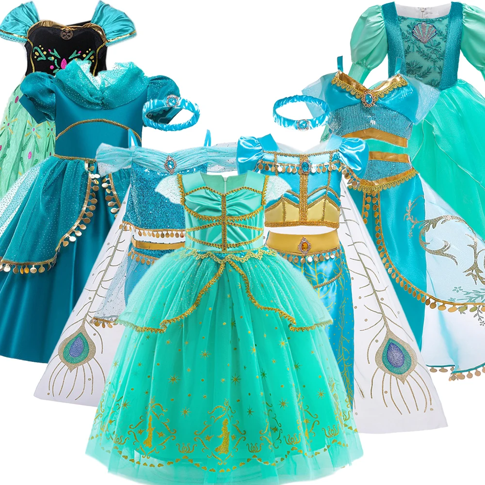 Fantasy Aladdin Jasmine Princess Dresses For Baby Girls The Magic Lamp Party Dress Halloween Tulle Birthday Gown Cosplay Costume