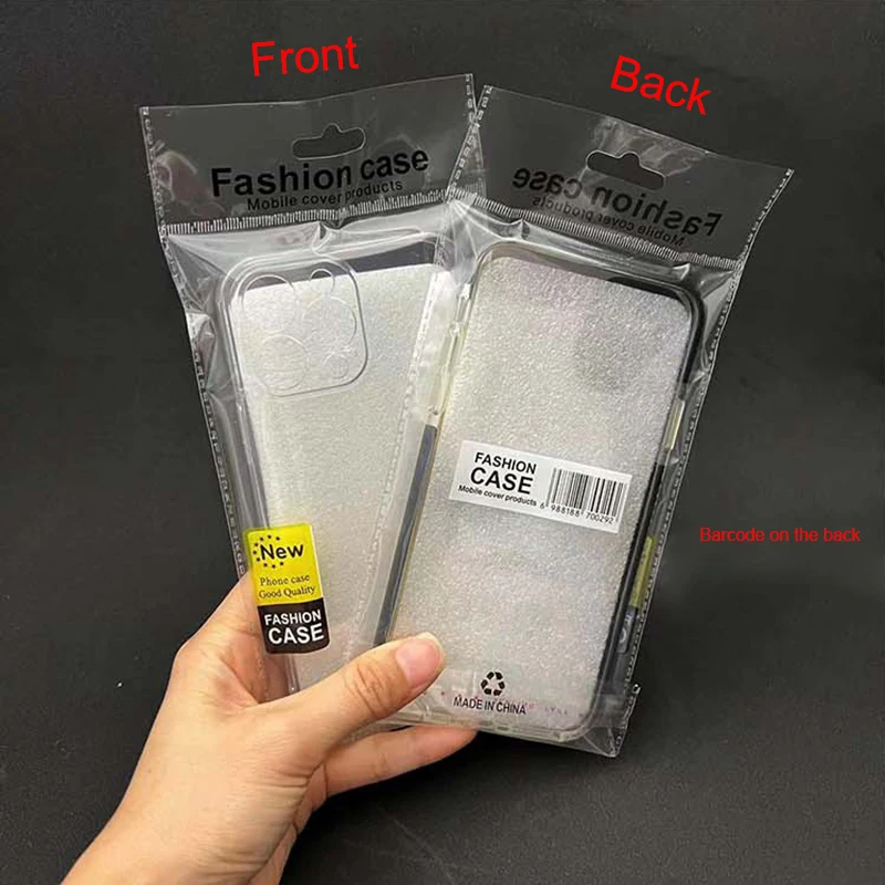 500pcs OPP Packing Bag Leather PC TPU Phone Cover Bag Neutral Plastic Mobile Phone Case Packaging Bag Clear Self-adhesive Pouch