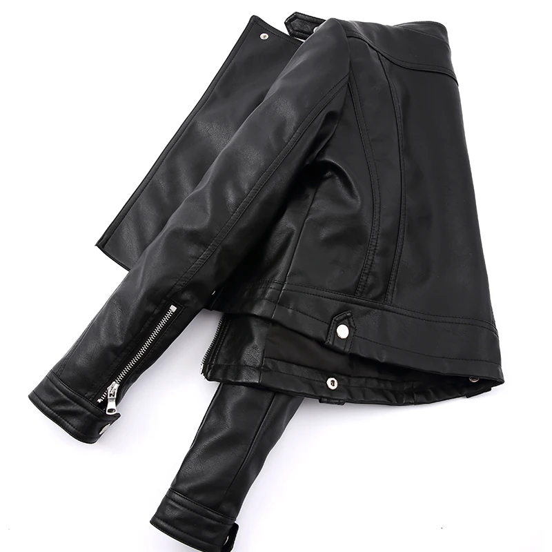 ZURICHOUSE 2024 Leather Jacket Women High Waist Slim Spring Copped Jacket Korean Motorcycle Faux Leather Biker Jacket Female