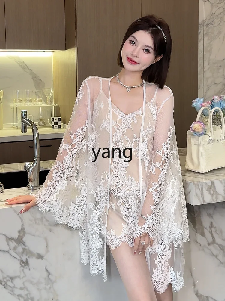 LMM summer fairy temperament short robe pajamas women's robe can be worn outside
