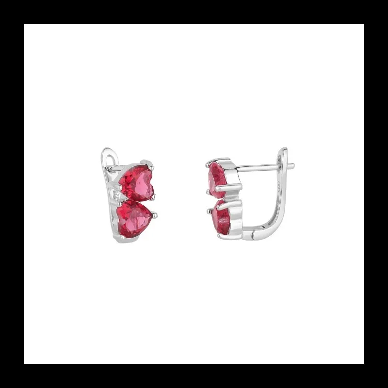 S925 الفضة على شكل قلب الأحمر الزركون الأذن مشبك بسيط مزاجه الموضة الراقية ضوء الأقراط الجديدة الفاخرة