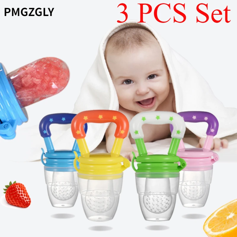 3 PCs Baby Fruit and Vegetable Teether Food Supplement Bite Le Silicone Baby Feeding Tableware Christmas Gift
