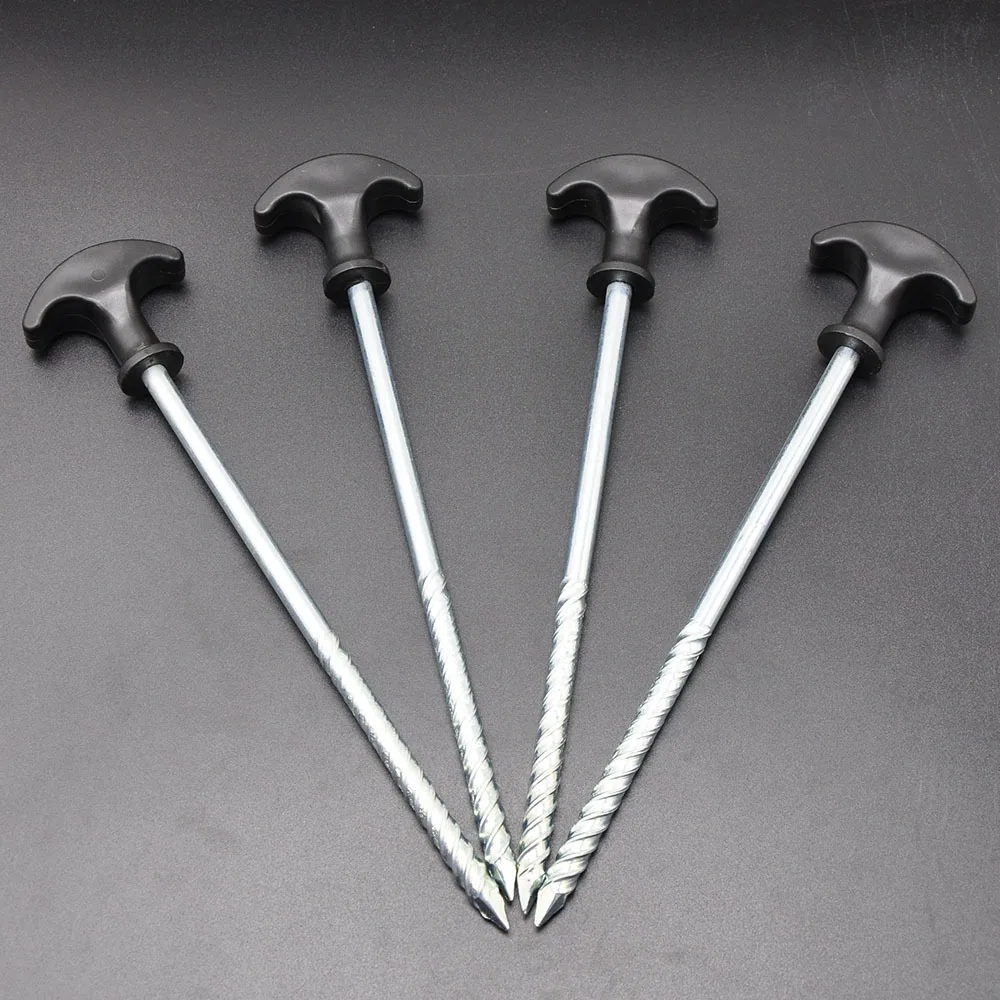 4Pcs Pegs Ice Nail Tent Stakes Camping Tent Accessories Ice fishing Tent Stakes Ice Screw Drill Hole Ice Fishing Bracket Holder