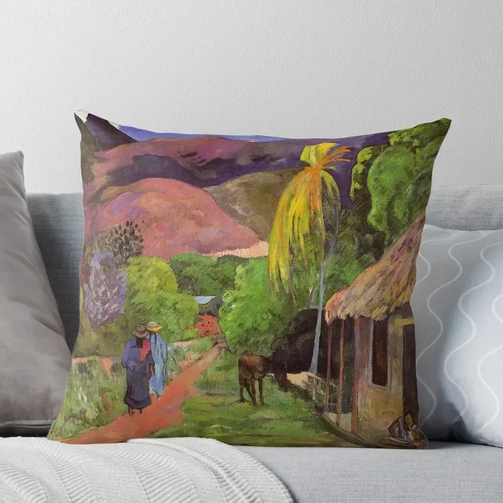 

Rue de Tahiti' - Paul Gauguin Throw Pillow Cushion Cover Set Cushion Covers For Living Room luxury decor pillow