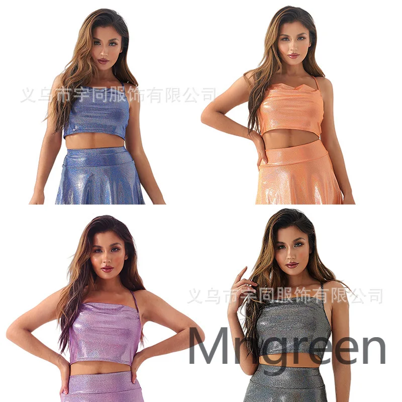 

2025 new direct sales heap collar beautiful back suspenders summer sexy outer wear bottoming vest versatile slim-fitting suspend
