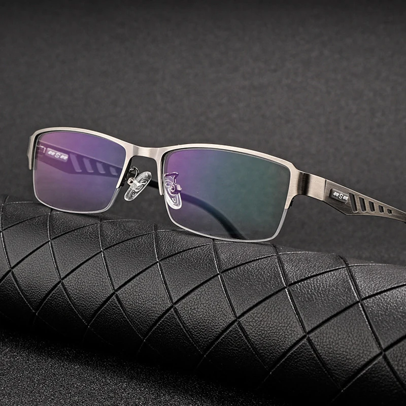 Automatisch Anpassende Photochrome Multifokale Lesebrille für Herren Progressive Anti-Blaulicht Geschäftsbrille Halbrahmen +4.0 – Detail 4