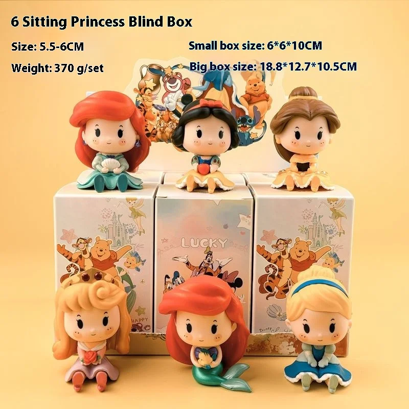 Figuras coleccionables de princesas inspiradas en Disney, conjunto de caja ciega de cuento de hadas, lindos modelos de Pvc para niñas, regalo/decoración de escritorio, cumpleaños/Navidad