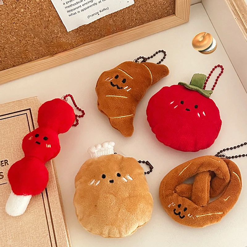 Porte-clés pendentif en peluche Kawaii, croissant créatif unique, porte-clés de voiture JxFood, breloque de sac, cadeau de décoration de sac à dos bricolage