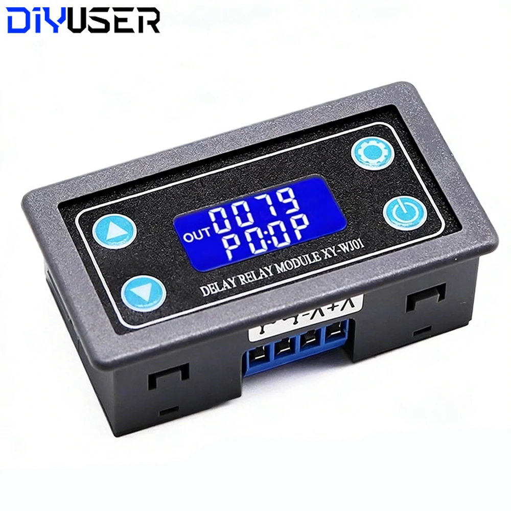 Programmable Timer Relay Module DC 6-30V Digital Time Delay Cycle Control Switch with LED Display Case for Industrial Automation