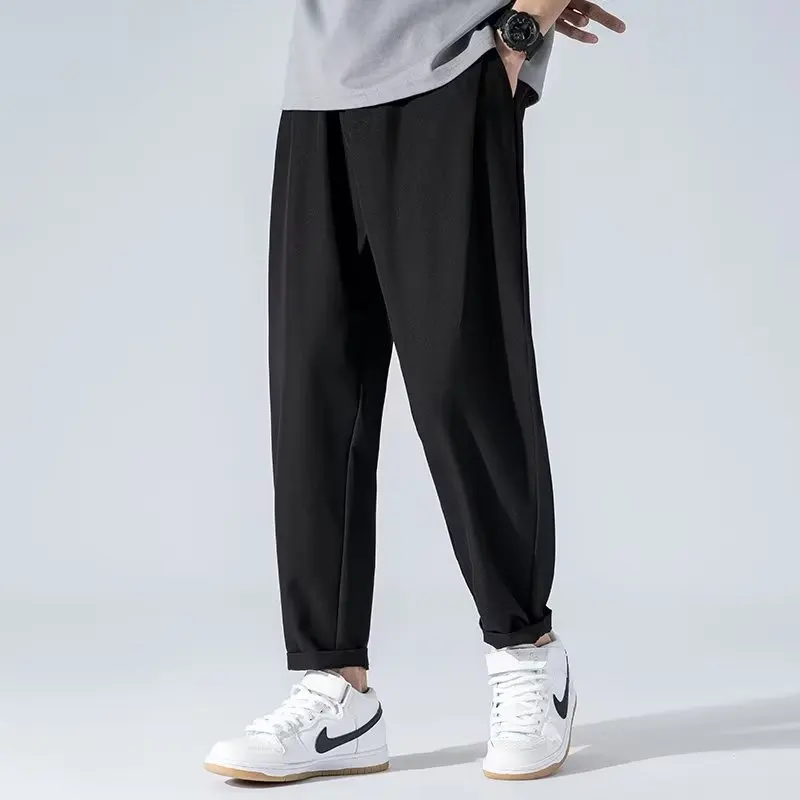 Hanging fashion beautiful casual pants men summer and autumn new relaxed pants solid color comfortable trousers