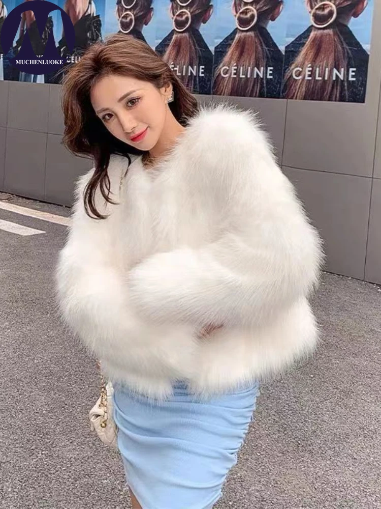 

Women's Fur Coat Autumn Winter New Korean Fashion Imitation of Fox Plush Warm Jacket Casual Loose Street Trends Women Coats