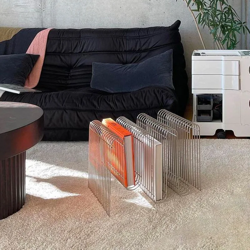 Metal line table, newspaper and magazine rack, light luxury, high-end book and newspaper rack
