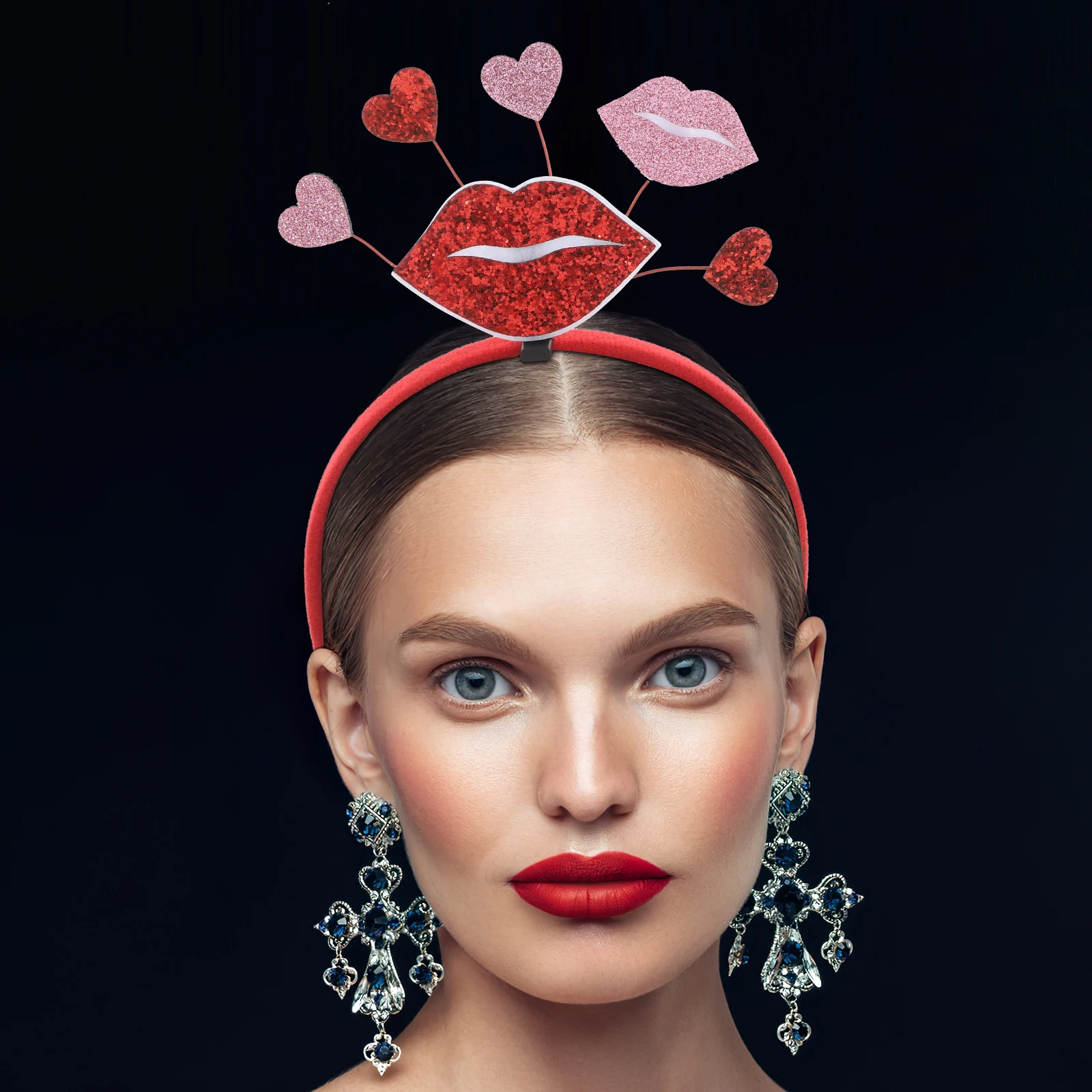 

3pcs Valentine Sequin Heart Women Party Accessories Photo Decorative Booth Props Decor Hair Decor Color Day Supply