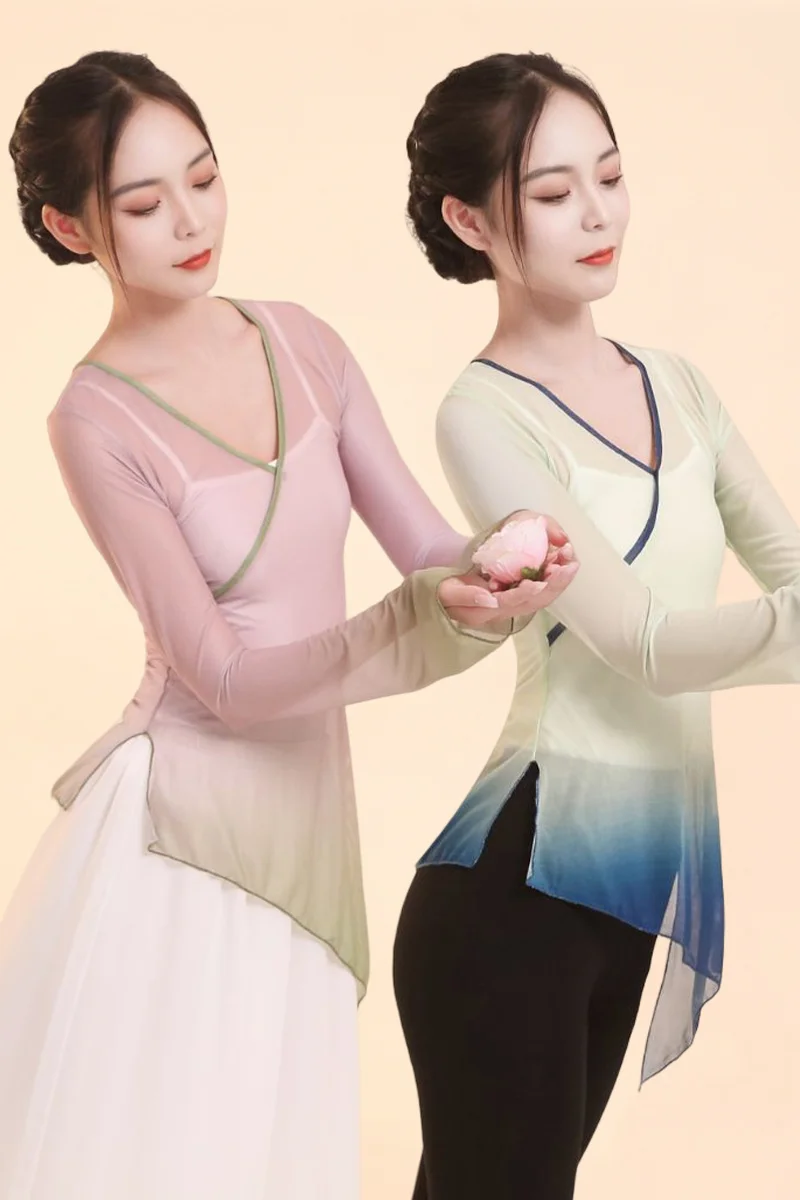 Classical dance costume, body charm, gradual change, elastic gauze dress, women's Folk dance, training clothes, performance