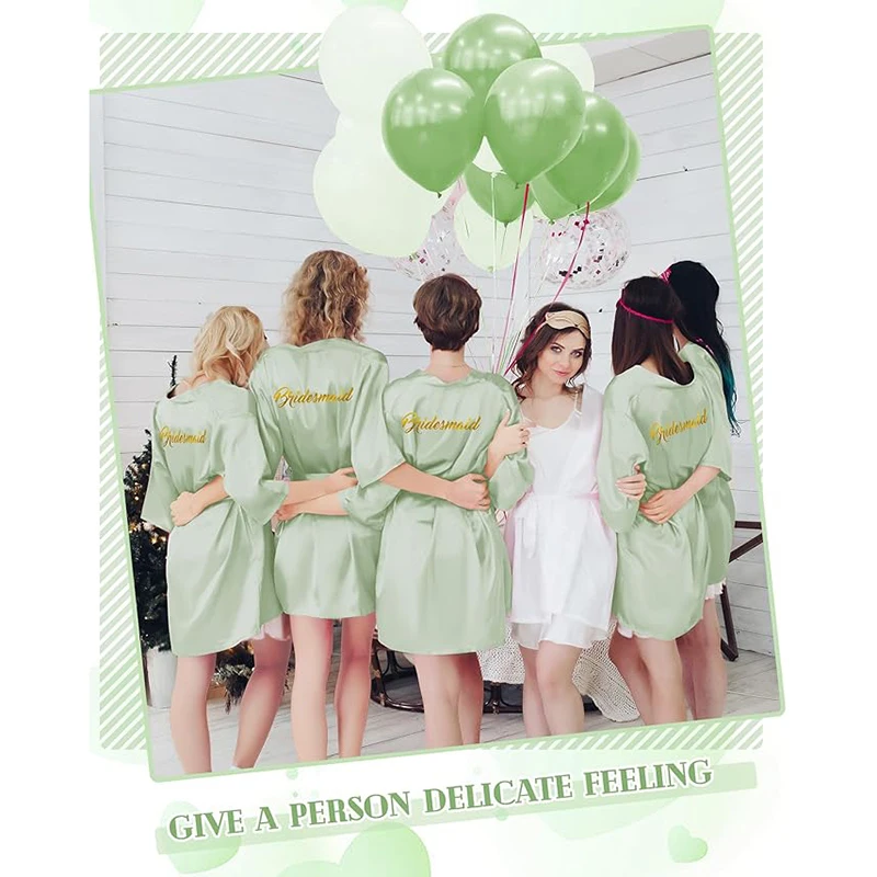 

10 Pcs Women Bride Kimono Robe Embroidered Getting Ready Satin Bridesmaid Robes for Wedding Party Bridal Shower