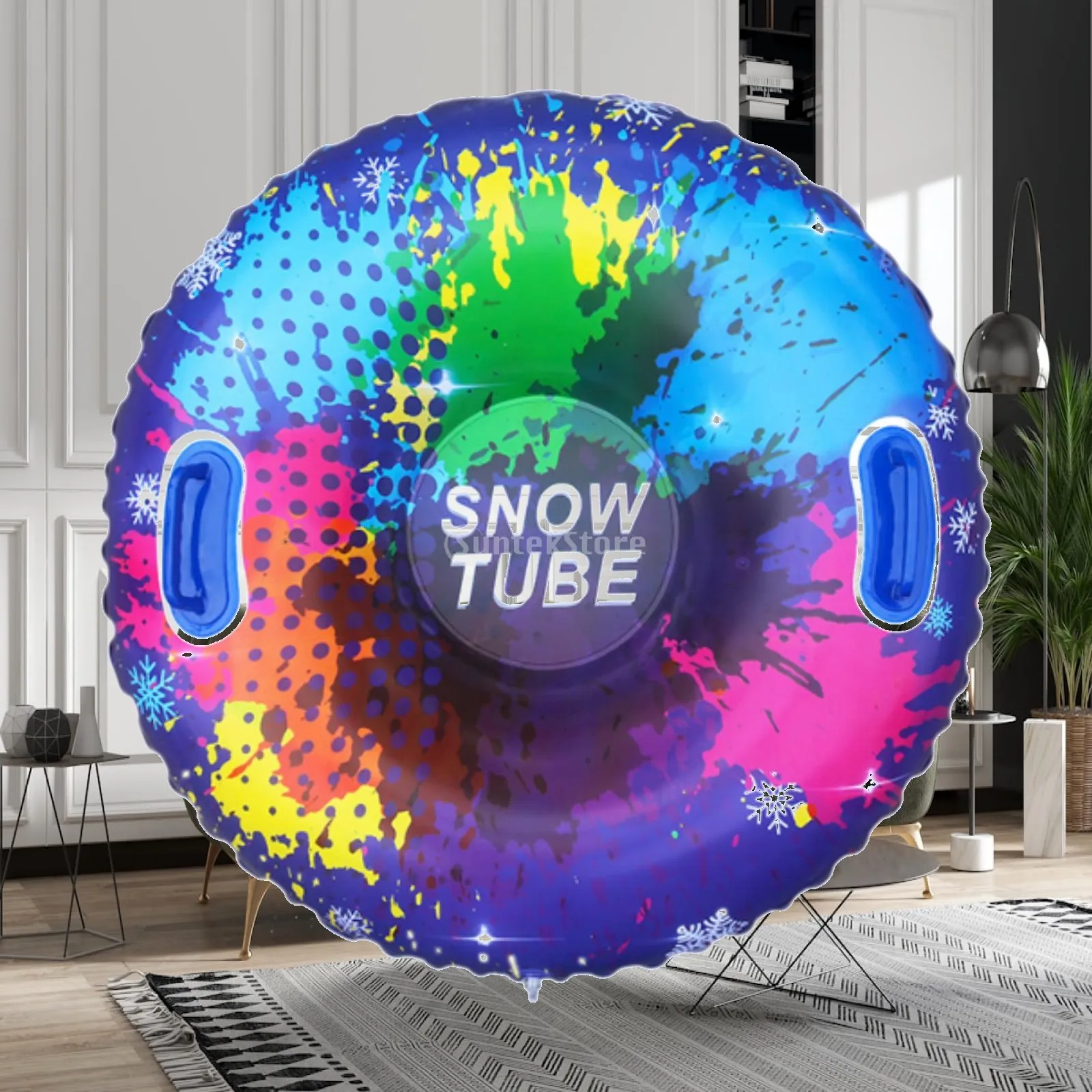 Blow Up Snow Tube Durable PVC Snow Sled Thickened Inflatable Sledge for Christmas Winter Family Games
