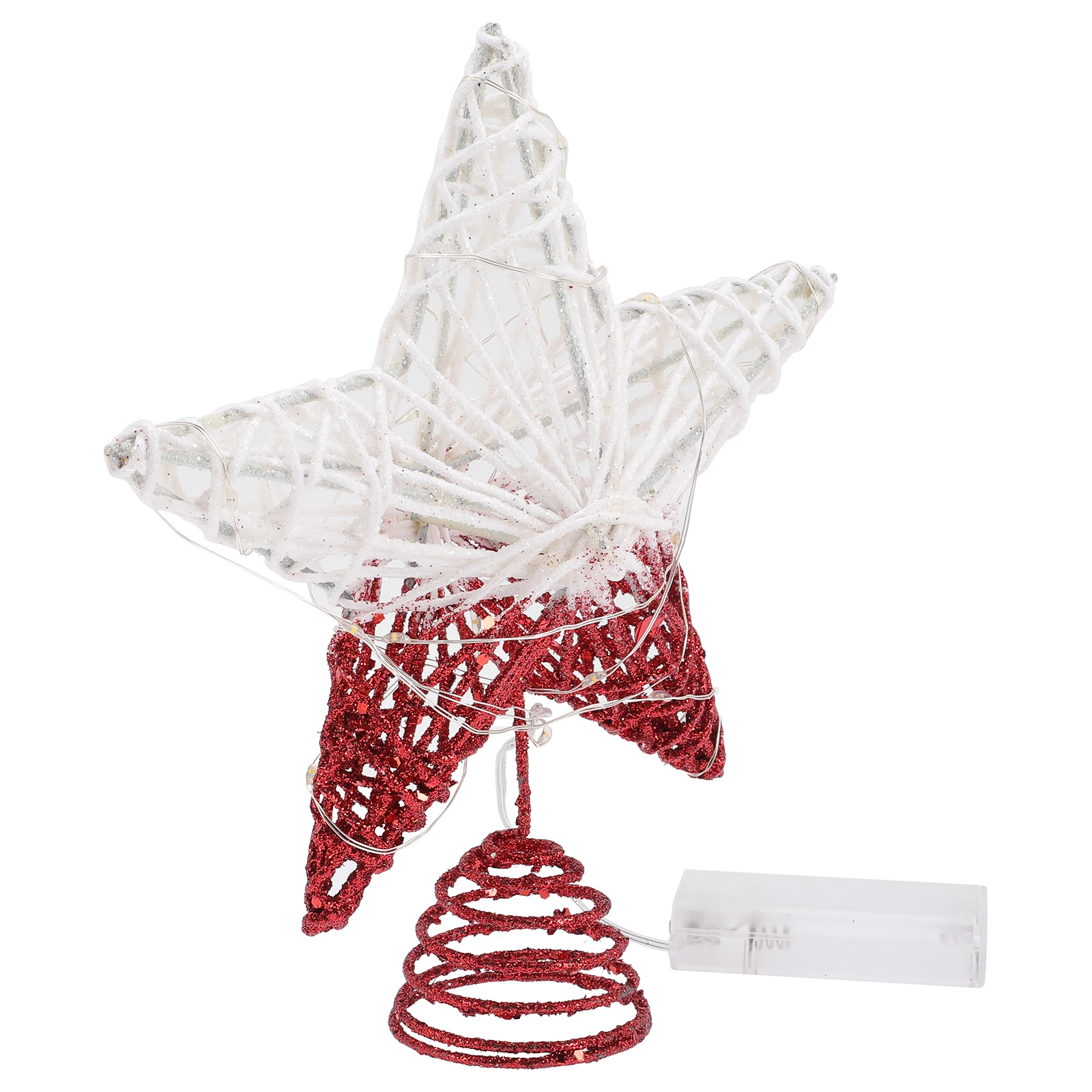 

Wrought Iron Christmas Tree Topper Star String Lights Operated Fairy Light Pentagram Xmas Decor Festive Party DIY nament