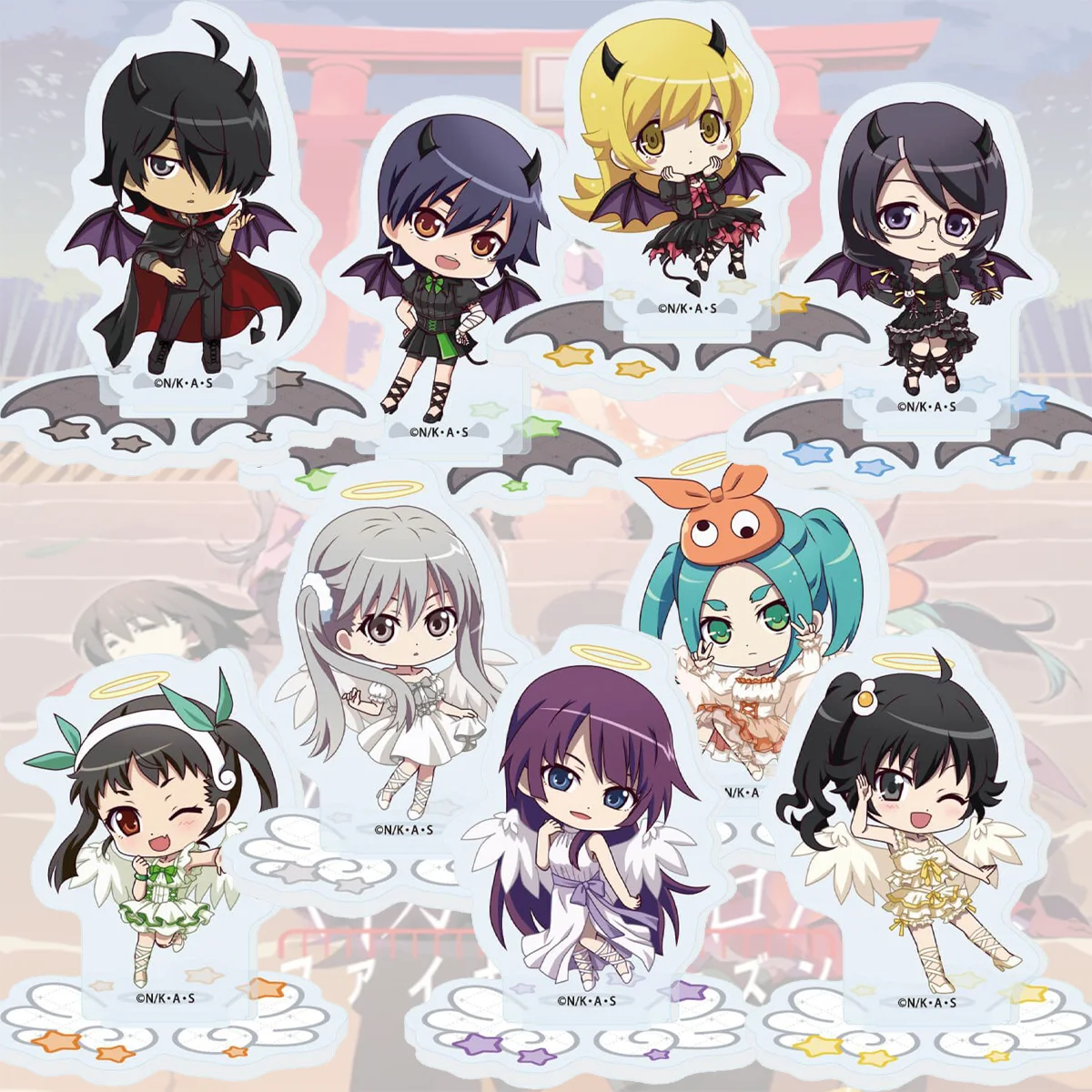 

Anime Monogatari Series New Arrival 10cm HD Acrylic Stand Hitagi Tsubasa Nadeko Desktop Ornament Carnival Gift keychain