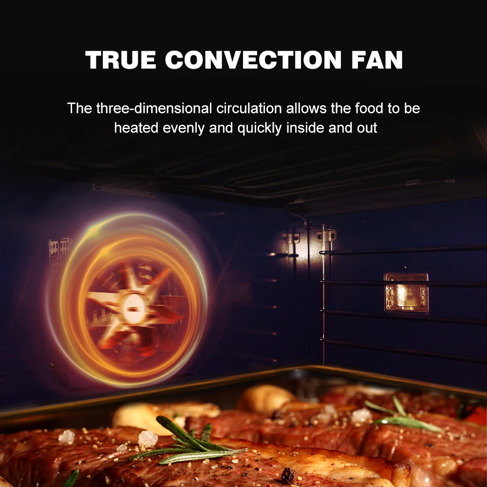 Horno de estufa independiente Hyxion de 48 pulgadas con parrilla, gamas de 6 quemadores, convección de alta gama para uso doméstico o RV