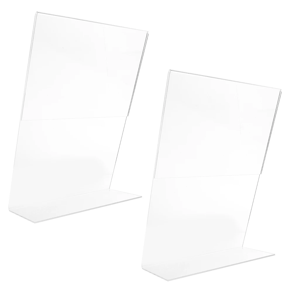 2pcs Acrylic Tabletop Display Clear Sign Holder for Desktop Trade Show Menu Poster Label Stand Design