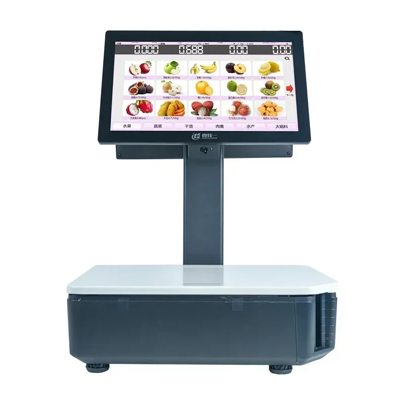 HPRT New Digital Supermarket Scale Dual Touch Screen AI Label POS Scale with AI Camera for Fresh Food Market Weighing Scale