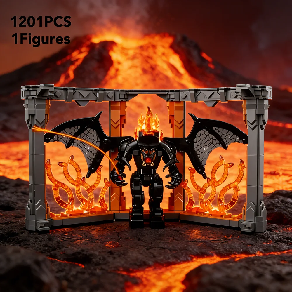 

Balrogs Book Nook Model Bookshelf 1201pcs Decor Kit Creative Brick Fit For Adult Halloween Birthday Gift 10367