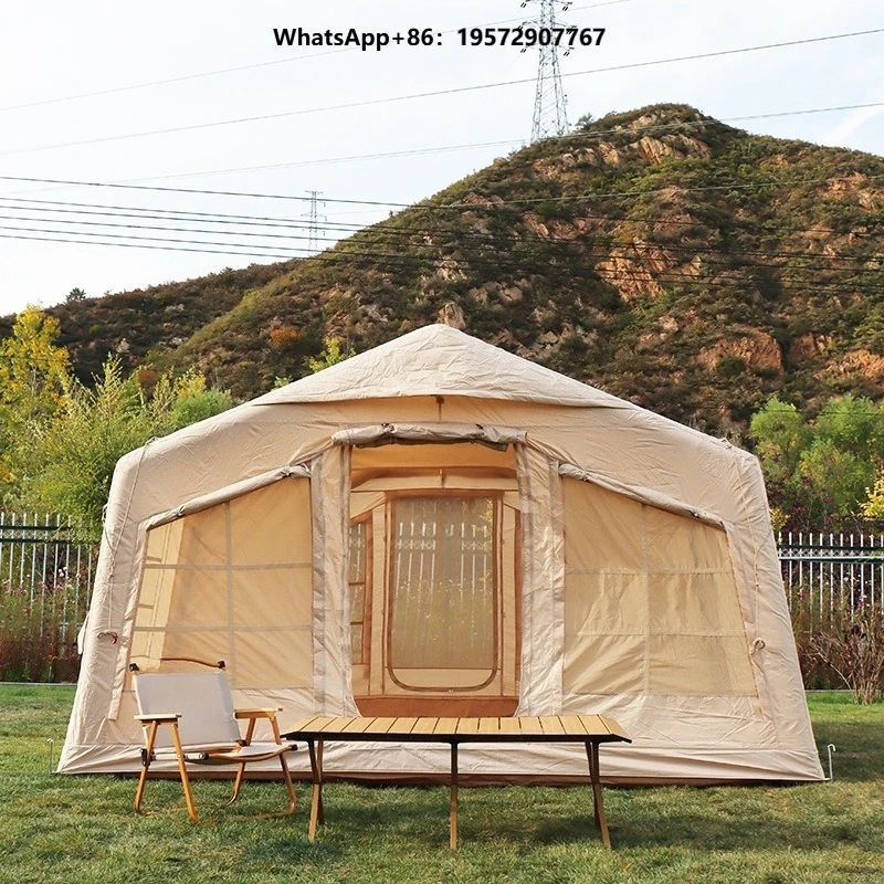 Inflatable Camping Tent - Thick Canvas Event Tent with Large Skylight, Waterproof Resistant for Glamping Overnight