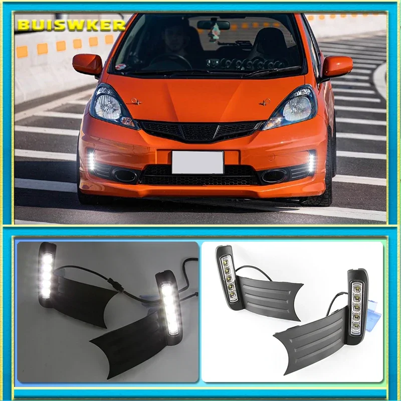 

2 Pcs DRL fog lamp cover Daytime Running Lights with turn signal 12V Daylight For Honda Jazz Fit 2011-2013