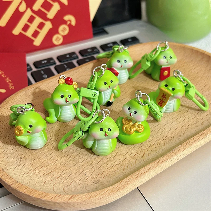 1PC Children Gifts New Year's Green Snake Lucky Pendant Jewelry Collection Snake Keychain Ins Trinket Zodiac Snake Year Key Ring