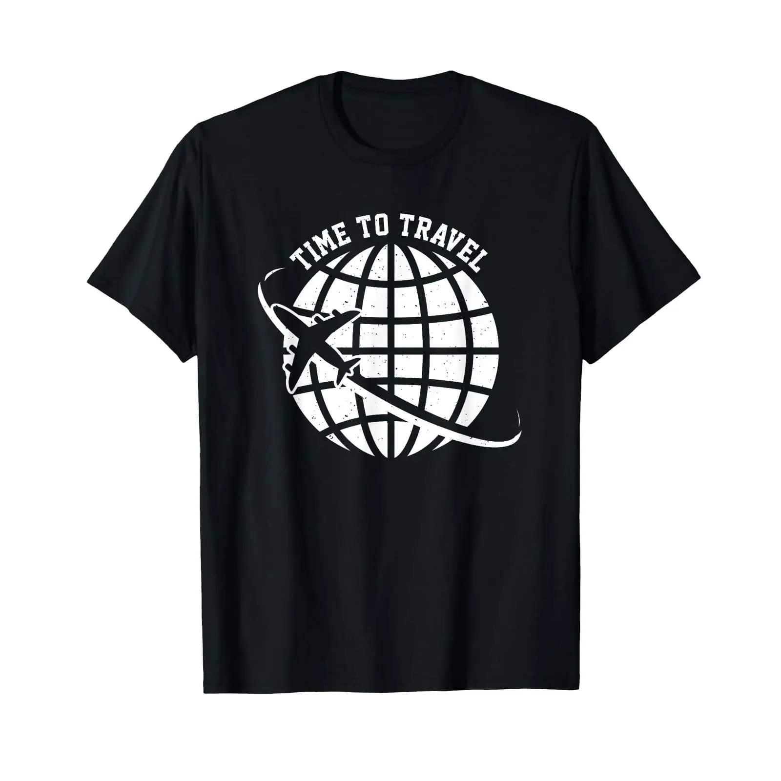 Time To Travel Aeroplane Holiday T Shirt black vintage Washed Versatile Soft graphic Unisex Top For Everyday Wear streetwear