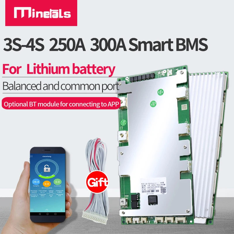 3S 4S 12V SMART BMS 250A 300A Obsługa Bluetooth APP Oprogramowanie LiFePo4 Lipo Li-ion LiFePo4 Balance RS485 UART Oprogramowanie PCM