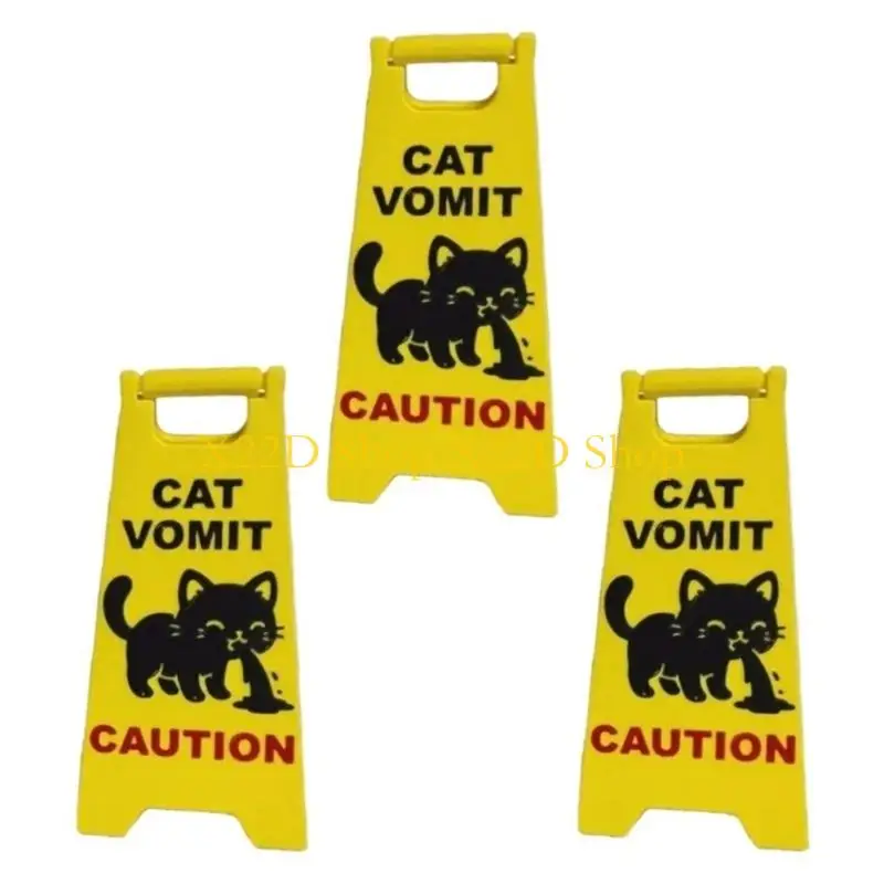 X22D Cats Vomit Caution Signs Funny Novelty Cats Vomit Signs Cats Vomits Warning Signs Desk Decorations for Home Office Decors