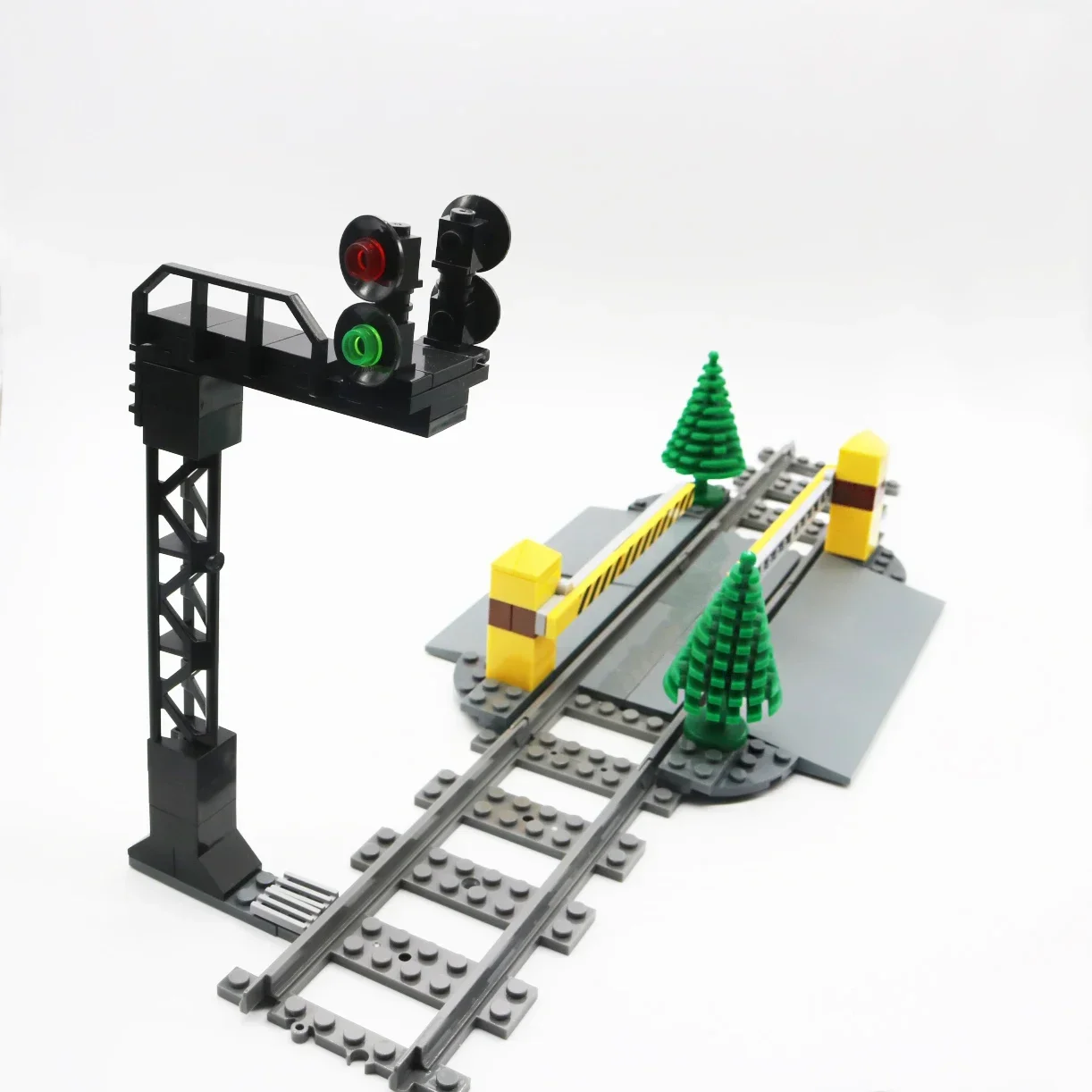 MOC City Trains ferroviaire tige de levage train cabine d'attente garde-corps allée bricolage bloc de construction briques piste jouets pour enfants