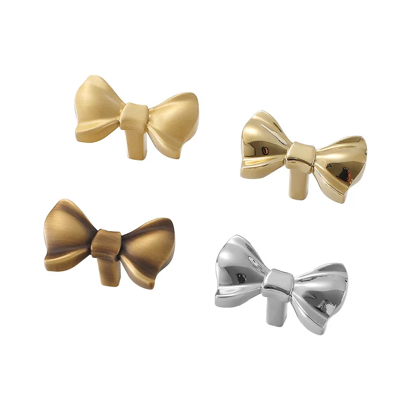 Brass Bow Wardrobe Handle All Copper Gold Chrome-plated Simple Drawer Handle Wardrobes/cabinets/drawers Pull Handle Single Hole