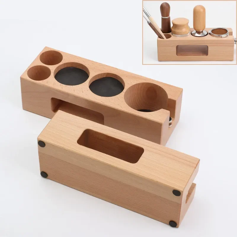 Coffee Tamper Mat Station Stand Portafilter Holder Support Base Rack Beech Wood For 51MM 54MM 58MM Espresso Accessories Barista